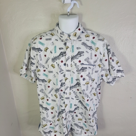 Good Vibes Shirt Men's XL Button Up Slim Fitting New York Short Sleeve Casual - Picture 6 of 9
